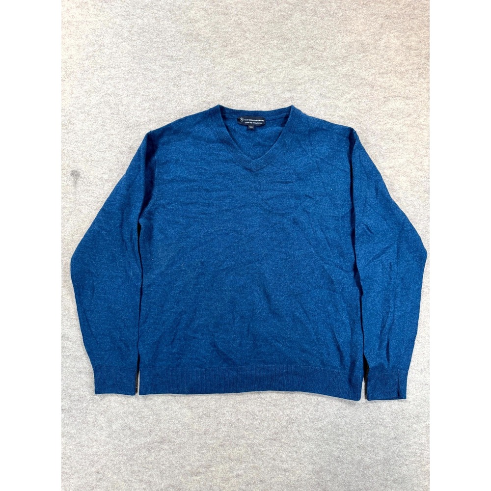 Hart Schaffner Marx Sweater Mens Large Blue Merino Wool V-Neck Winter Pullover